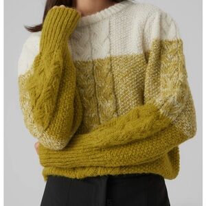 Daiquiri Cable Knit Colorblock Sweater VERO MODA NWT size Medium
